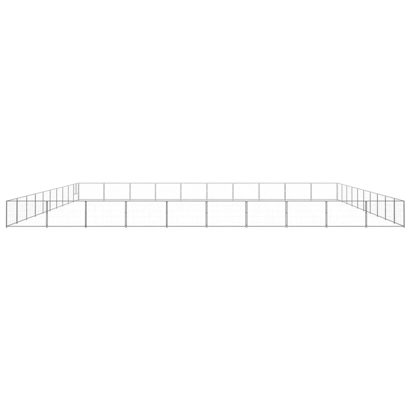 Afbeelding laden in galerijviewer, VidaXL Hondenkennel 100 m² staal zilverkleurig
