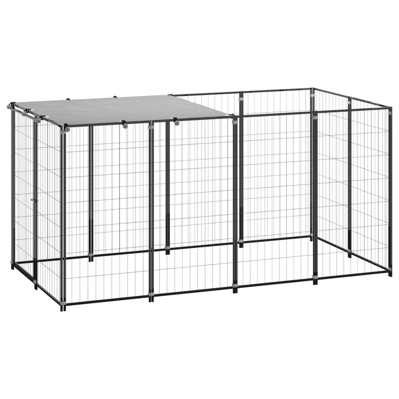 Afbeelding laden in galerijviewer, VidaXL Hondenkennel 2,42 m² staal zwart
