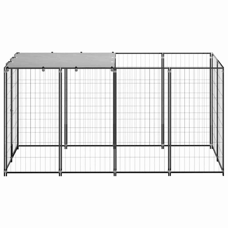 Afbeelding laden in galerijviewer, Vidaxl hondenkennel 2,42 m² staal zwart
