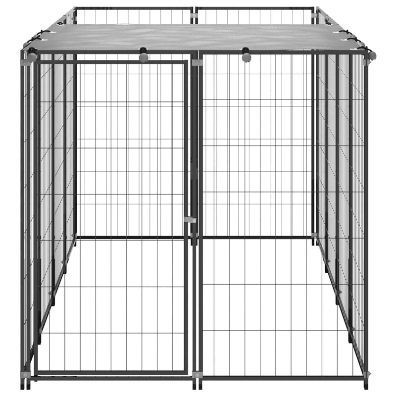 Afbeelding laden in galerijviewer, VidaXL Hondenkennel 2,42 m² staal zwart
