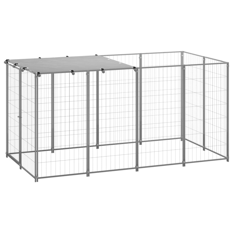 Afbeelding laden in galerijviewer, Vidaxl hondenkennel 2,42 m² staal zilverkleurig
