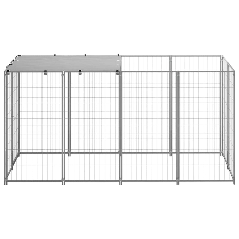 Afbeelding laden in galerijviewer, Vidaxl hondenkennel 2,42 m² staal zilverkleurig
