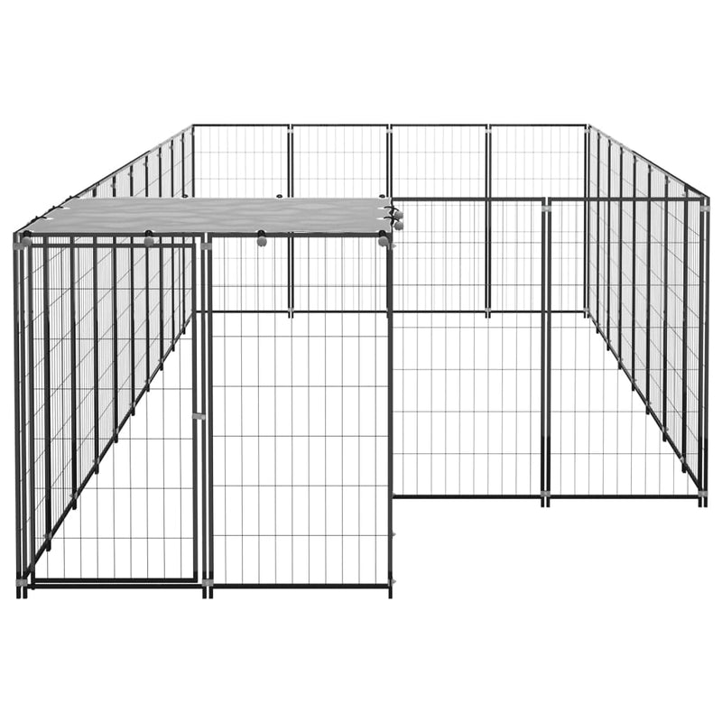 Afbeelding laden in galerijviewer, VidaXL Hondenkennel 10,89 m² staal zwart
