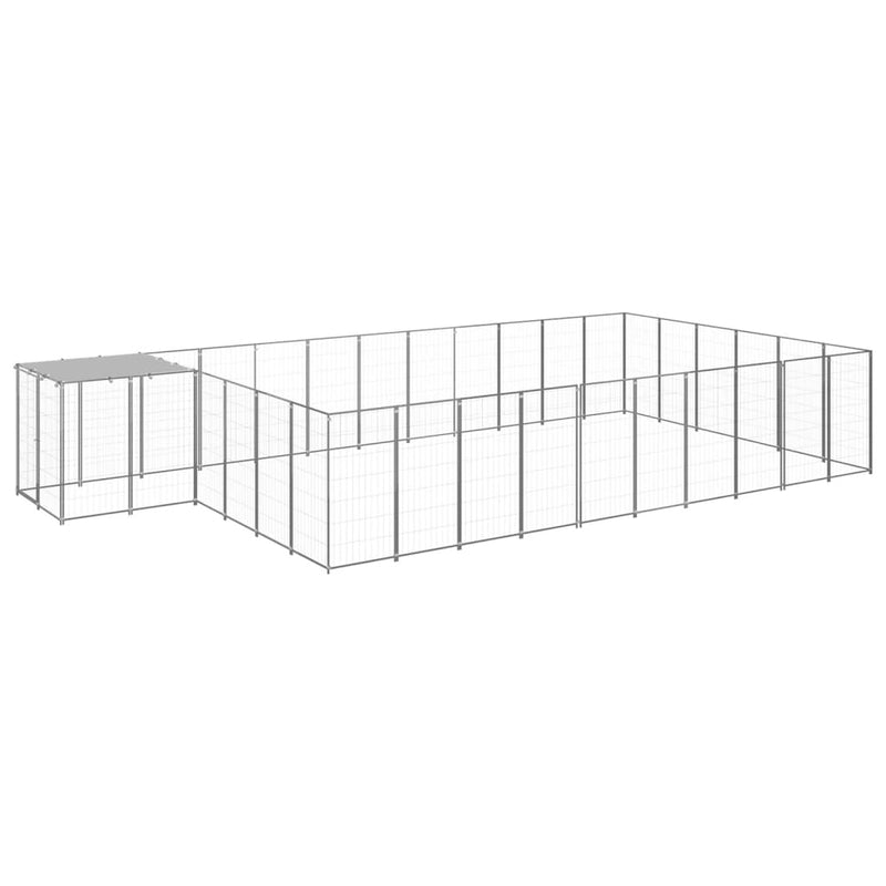 Afbeelding laden in galerijviewer, VidaXL Hondenkennel 19,36 m² staal zilverkleurig

