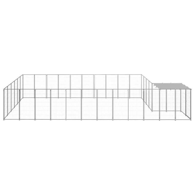 Afbeelding laden in galerijviewer, VidaXL Hondenkennel 19,36 m² staal zilverkleurig

