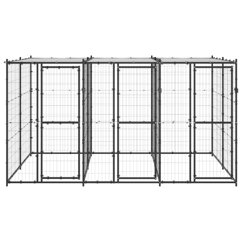 Afbeelding laden in galerijviewer, VidaXL Hondenkennel met dak 7,26 m² staal
