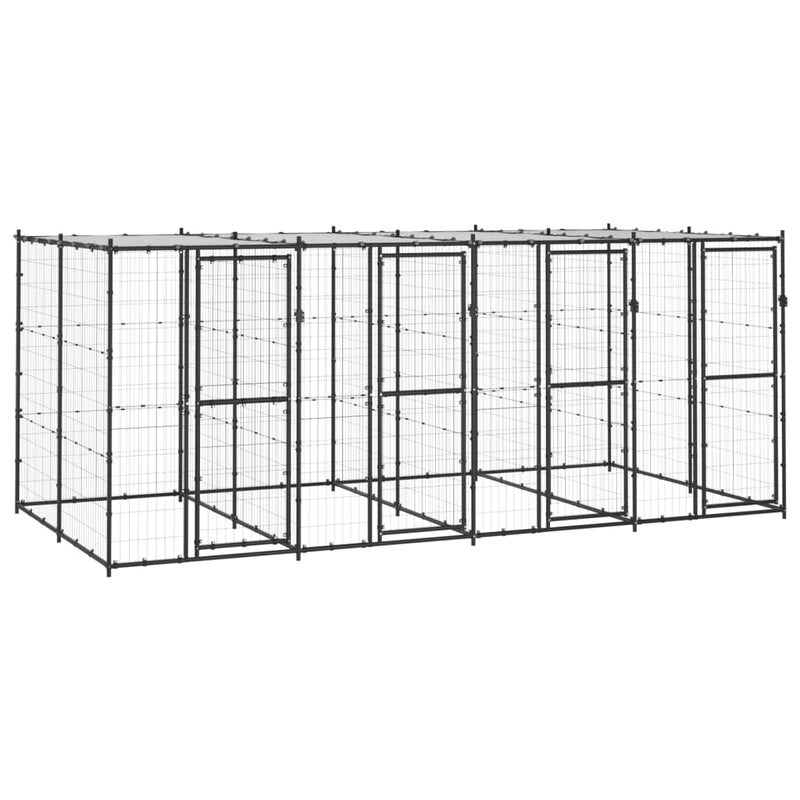 Afbeelding laden in galerijviewer, VidaXL Hondenkennel met dak 9,68 m² staal
