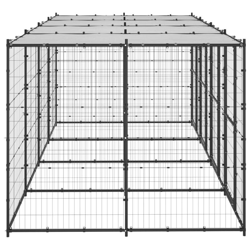 Afbeelding laden in galerijviewer, VidaXL Hondenkennel met dak 9,68 m² staal
