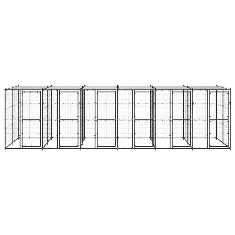 Afbeelding laden in galerijviewer, VidaXL Hondenkennel met dak 14,52 m² staal
