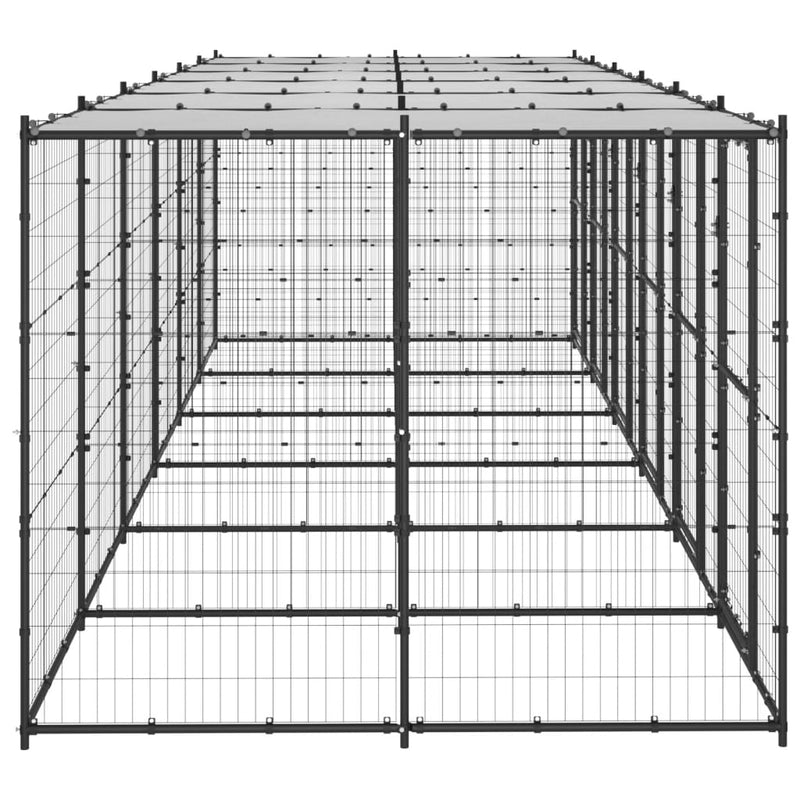 Afbeelding laden in galerijviewer, VidaXL Hondenkennel met dak 14,52 m² staal
