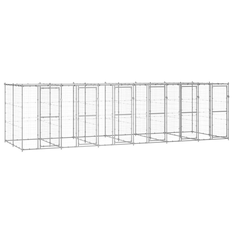 Afbeelding laden in galerijviewer, VidaXL Hondenkennel met dak 14,52 m² gegalvaniseerd staal
