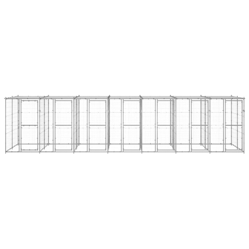 Afbeelding laden in galerijviewer, VidaXL Hondenkennel met dak 16,94 m² gegalvaniseerd staal
