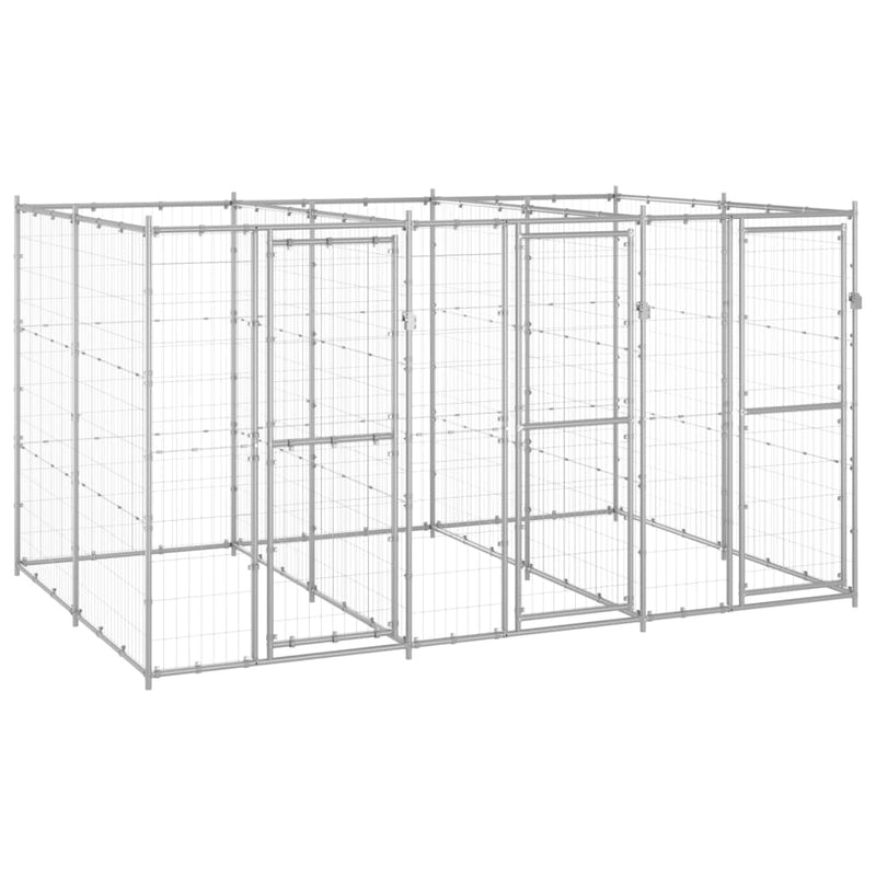 Afbeelding laden in galerijviewer, VidaXL Hondenkennel 7,26 m² gegalvaniseerd staal
