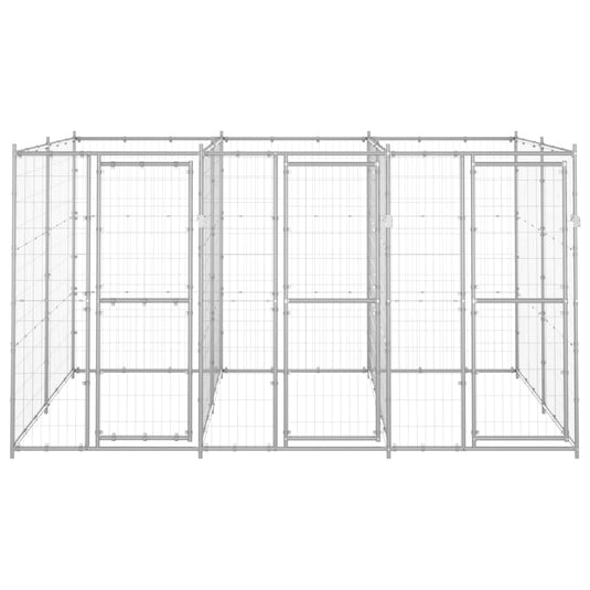 VidaXL Hondenkennel 7,26 m² gegalvaniseerd staal
