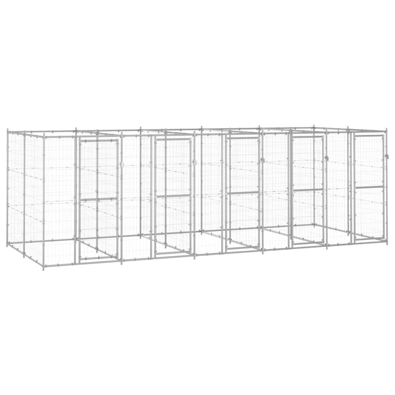 Afbeelding laden in galerijviewer, VidaXL Hondenkennel 12,1 m² gegalvaniseerd staal
