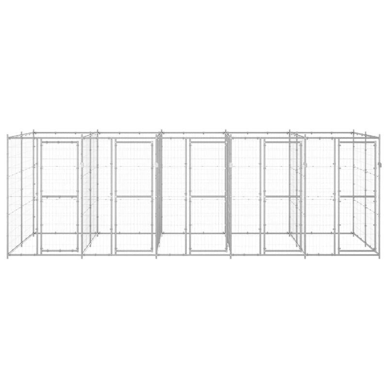 Afbeelding laden in galerijviewer, VidaXL Hondenkennel 12,1 m² gegalvaniseerd staal
