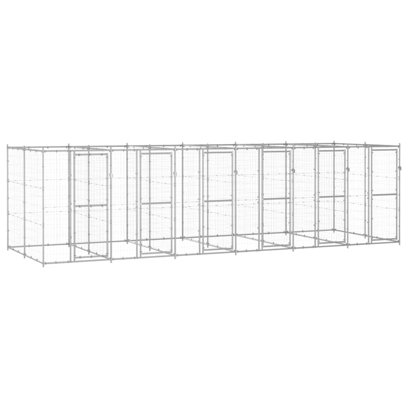 Afbeelding laden in galerijviewer, VidaXL Hondenkennel 14,52 m² gegalvaniseerd staal

