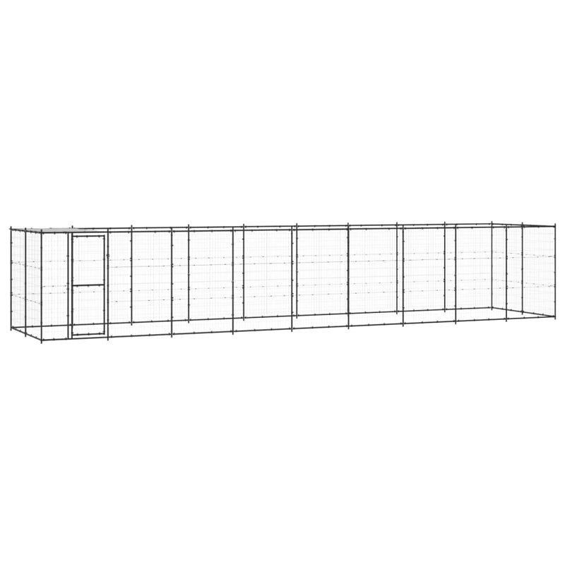 Afbeelding laden in galerijviewer, VidaXL Hondenkennel met dak 21,78 m² staal
