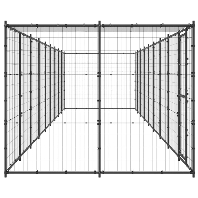 Afbeelding laden in galerijviewer, VidaXL Hondenkennel met dak 21,78 m² staal
