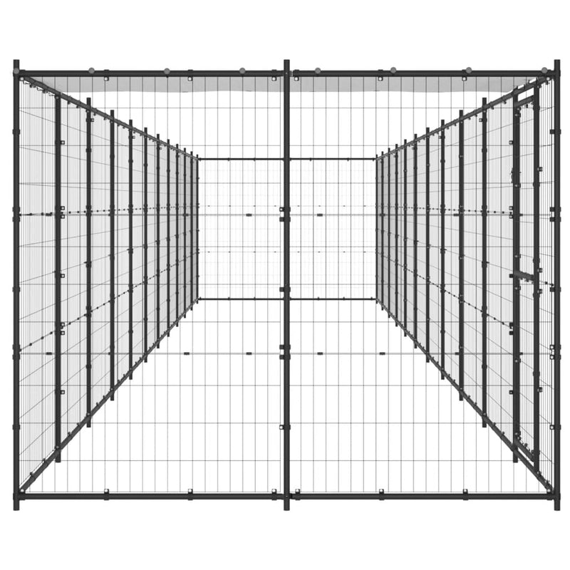 Afbeelding laden in galerijviewer, VidaXL Hondenkennel met dak 26,62 m² staal
