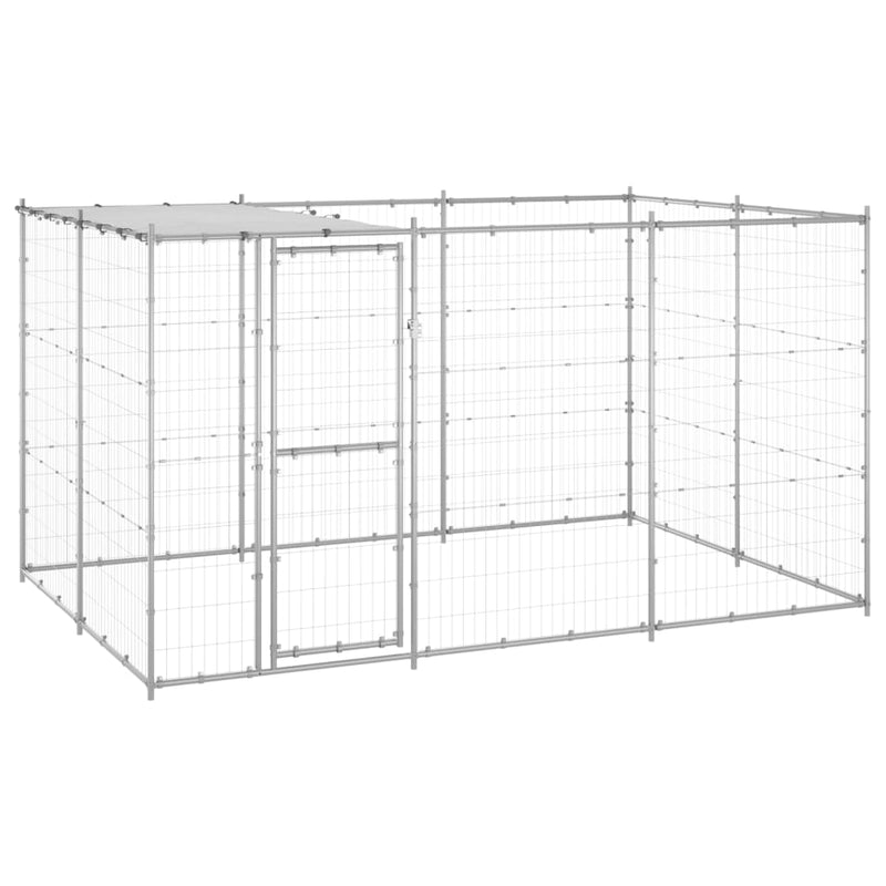 Afbeelding laden in galerijviewer, VidaXL Hondenkennel met dak 7,26 m² gegalvaniseerd staal
