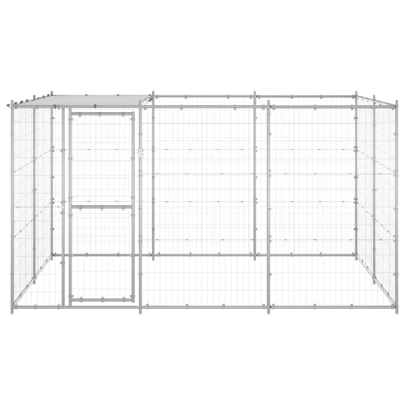 Afbeelding laden in galerijviewer, VidaXL Hondenkennel met dak 7,26 m² gegalvaniseerd staal
