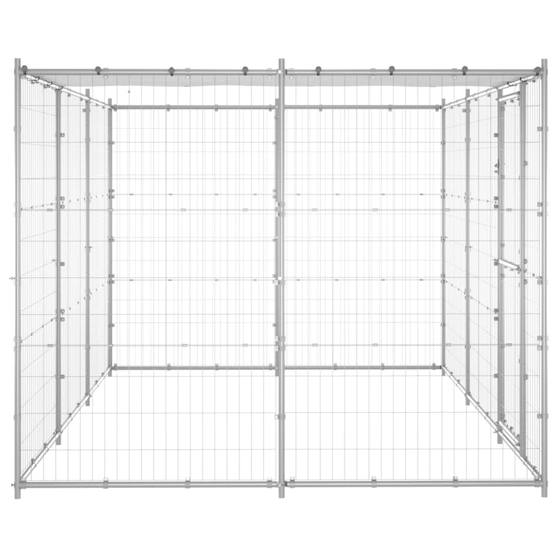 Afbeelding laden in galerijviewer, VidaXL Hondenkennel met dak 7,26 m² gegalvaniseerd staal
