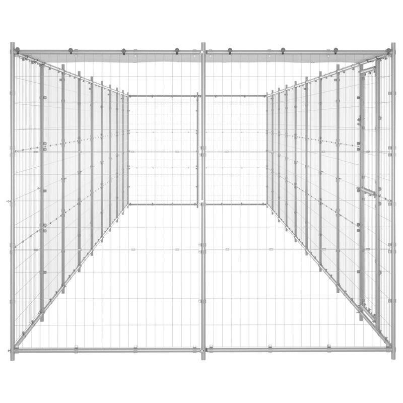 Afbeelding laden in galerijviewer, VidaXL Hondenkennel met dak 21,78 m² gegalvaniseerd staal
