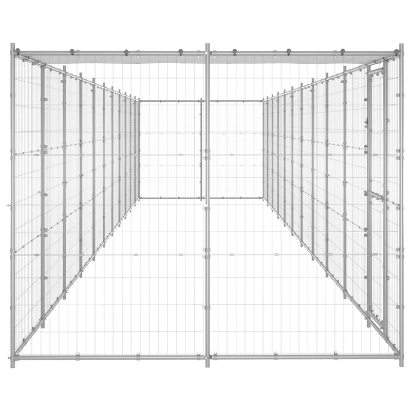 Afbeelding laden in galerijviewer, VidaXL Hondenkennel met dak 26,62 m² gegalvaniseerd staal
