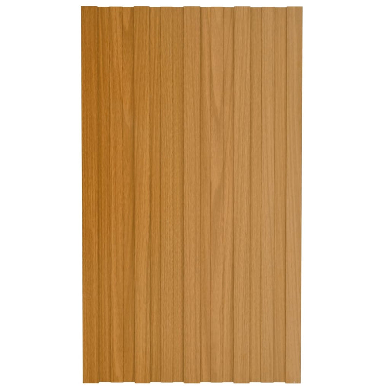Afbeelding laden in galerijviewer, VidaXL Dakpanelen 12 st 80x45 cm gegalvaniseerd staal lichthoutkleurig
