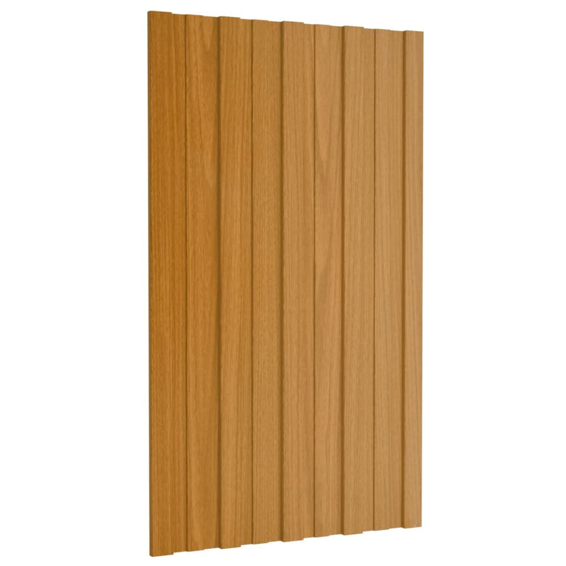 Afbeelding laden in galerijviewer, VidaXL Dakpanelen 12 st 80x45 cm gegalvaniseerd staal lichthoutkleurig
