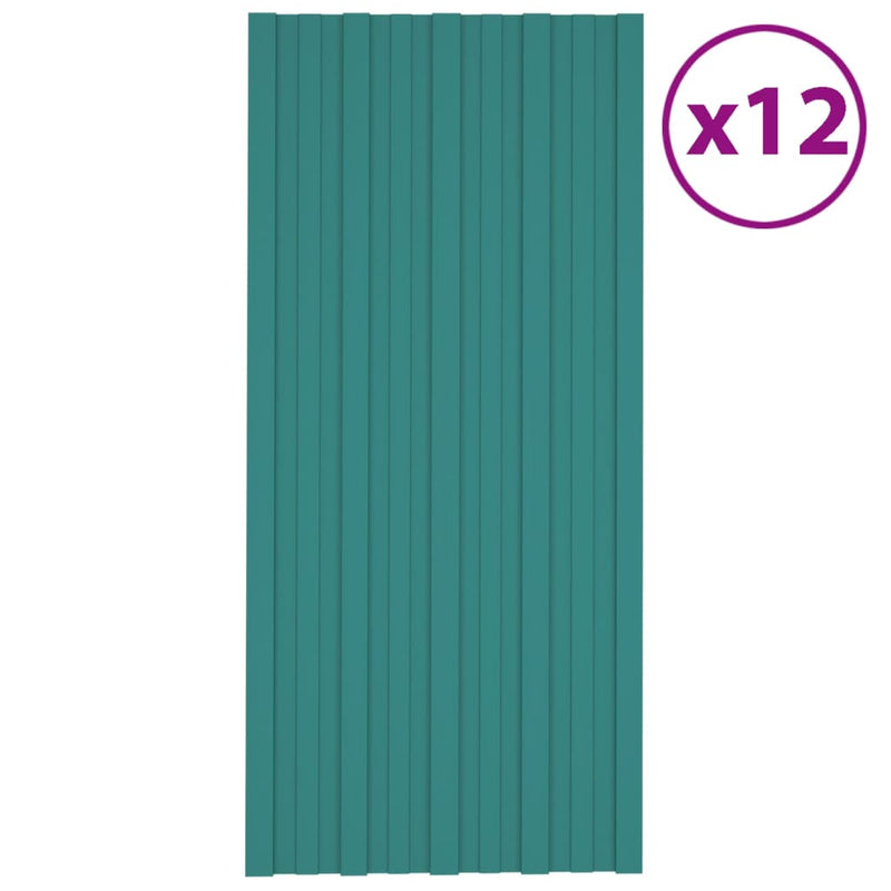 Afbeelding laden in galerijviewer, VidaXL Dakpanelen 12 st 100x45 cm gegalvaniseerd staal groen
