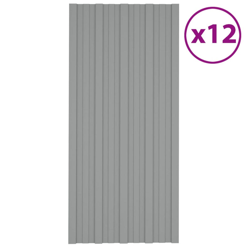 Afbeelding laden in galerijviewer, Vidaxl dakpanelen 12 st 100x45 cm gegalvaniseerd staal grijs
