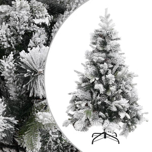 Vidaxl kerstboom met dennenappels en sneeuw 150 cm pvc en pe