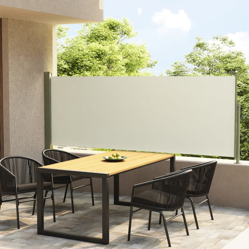 Afbeelding laden in galerijviewer, VidaXL Tuinscherm uittrekbaar 117x300 cm crème
