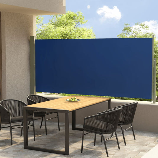 Vidaxl tuinscherm uittrekbaar 140x300 cm blauw