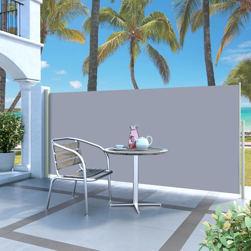 Afbeelding laden in galerijviewer, VidaXL Tuinscherm uittrekbaar 140x300 cm grijs
