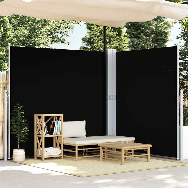 Afbeelding laden in galerijviewer, Vidaxl windscherm uittrekbaar 200x600 cm zwart
