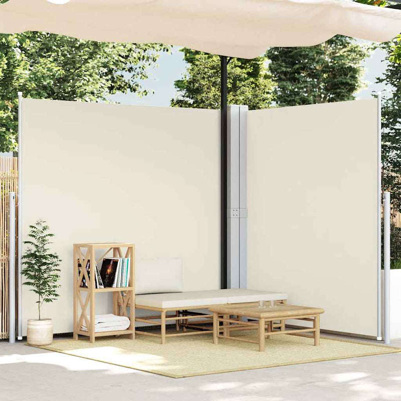 Afbeelding laden in galerijviewer, Vidaxl windscherm uittrekbaar 200x600 cm crèmekleurig
