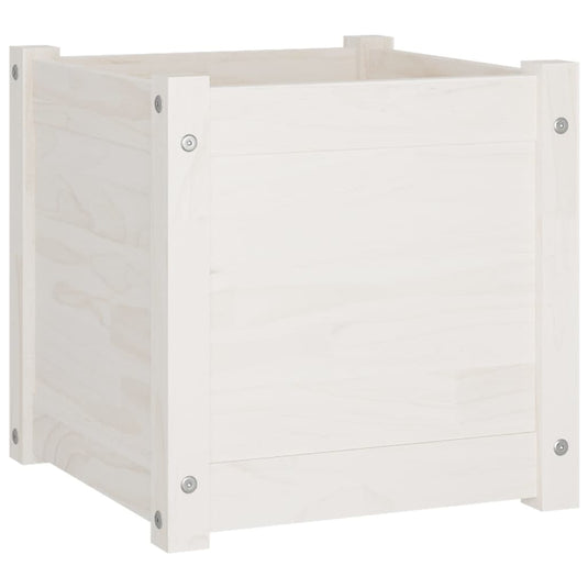 VidaXL Plantenbak 40x40x40 cm massief grenenhout wit