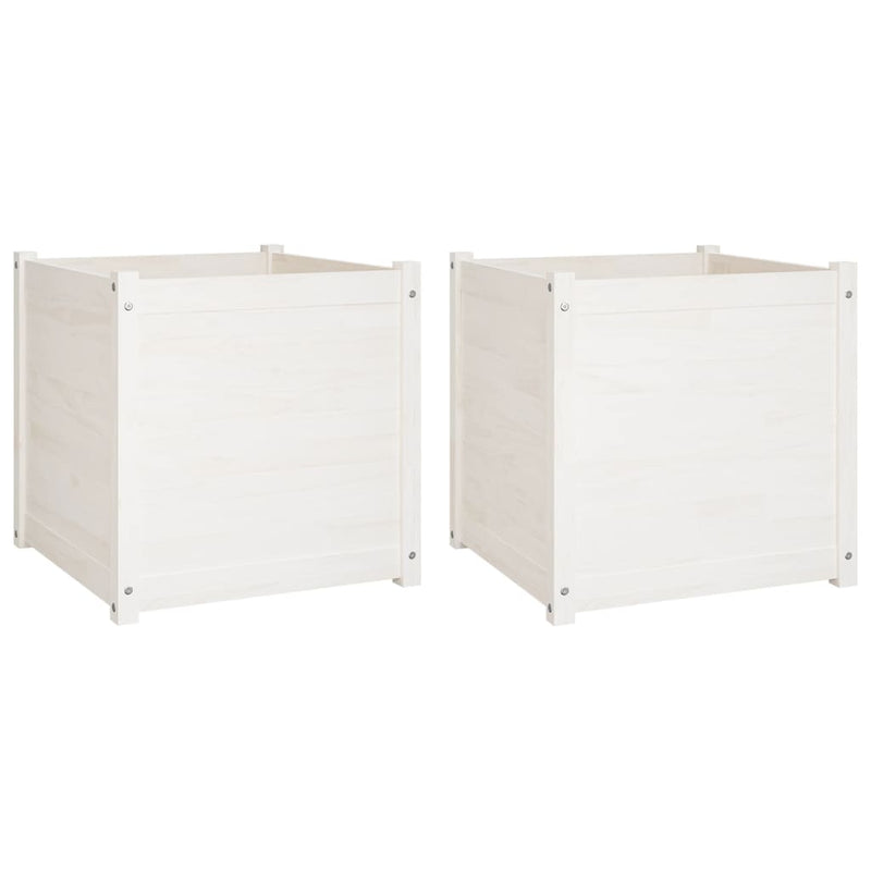 Afbeelding laden in galerijviewer, VidaXL Plantenbakken 2 st 60x60x60 cm massief grenenhout wit
