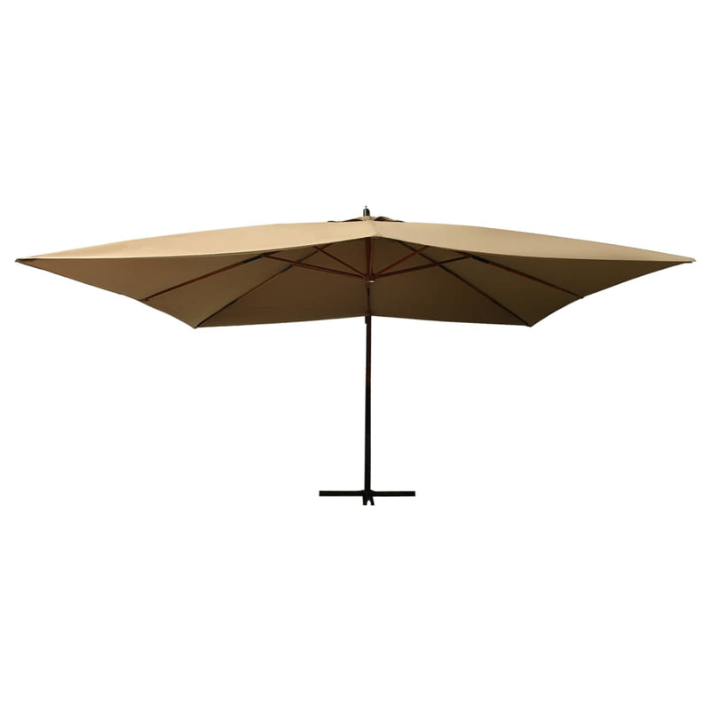 Afbeelding laden in galerijviewer, Vidaxl zweefparasol met houten paal 400x300 cm taupe
