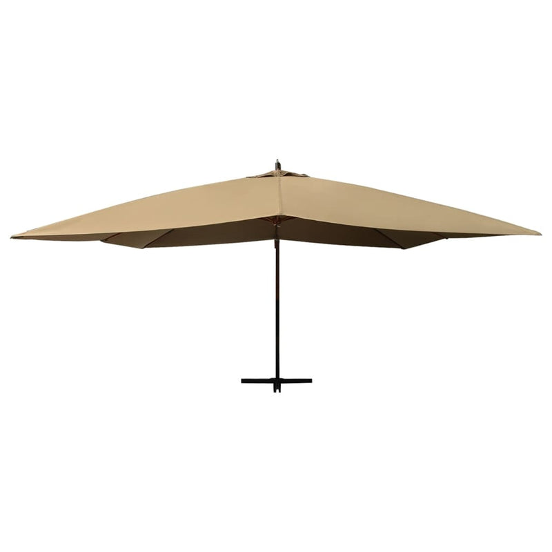 Afbeelding laden in galerijviewer, Vidaxl zweefparasol met houten paal 400x300 cm taupe
