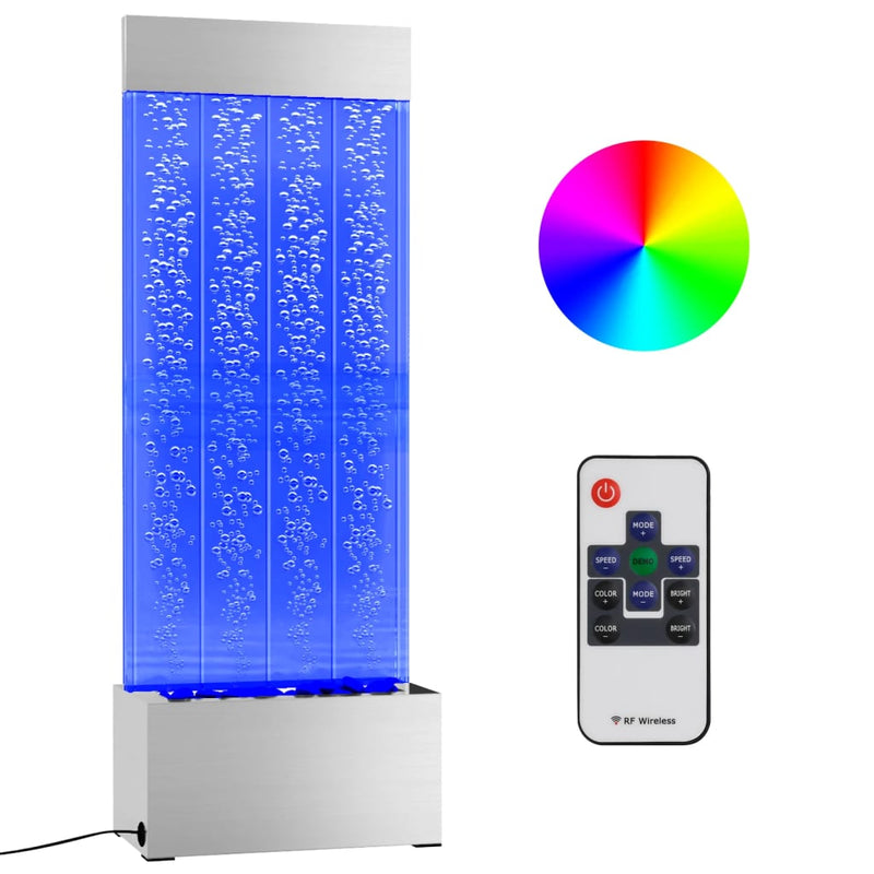 Afbeelding laden in galerijviewer, VidaXL Bubbelzuil met RGB LED's 110 cm roestvrij staal en acryl
