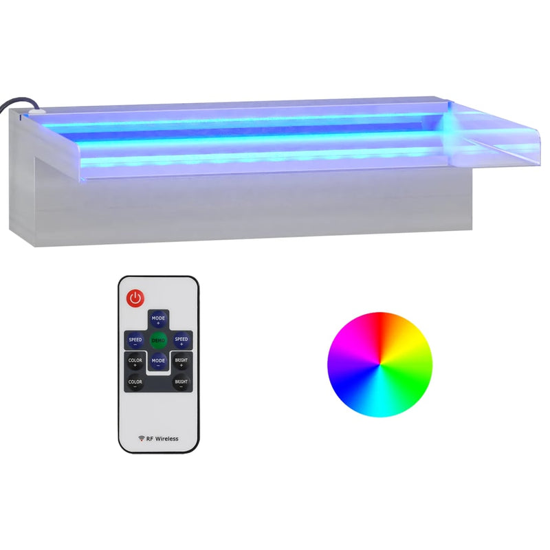 Afbeelding laden in galerijviewer, Vidaxl watervaloverlaat met rgb led's 30 cm roestvrij staal
