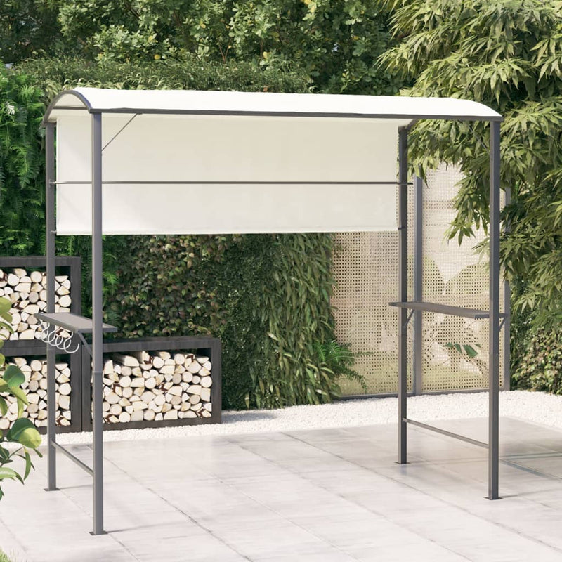Afbeelding laden in galerijviewer, Vidaxl prieel met dak 220x110x200 cm crèmekleurig
