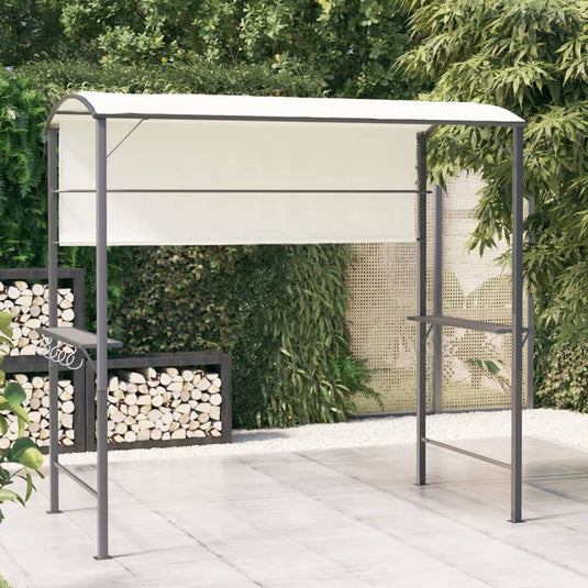 Vidaxl prieel met dak 220x110x200 cm crèmekleurig