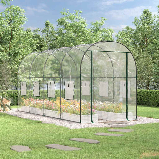 Vidaxl tuinkas 160x400x190 cm pvc en gepoedercoat staal transparant