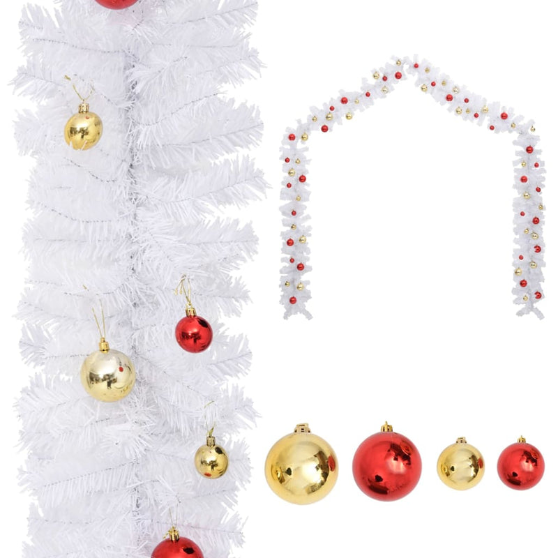 Afbeelding laden in galerijviewer, Vidaxl kerstslinger versierd met kerstballen 10 m wit
