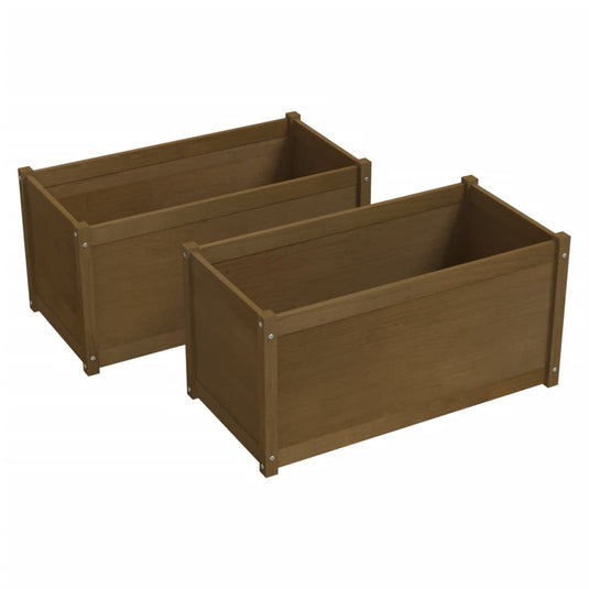 VidaXL Plantenbakken 2 st 100x50x50 cm massief grenenhout honingbruin